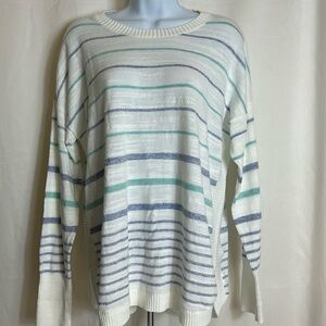Vineyard Vines Women’s Size Medium White With Striped Pullover Designer Sweater